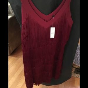 Whitehouse Blackmarket Red Fringe Dress. NWT